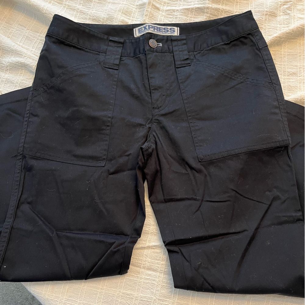 Express Black Cargo Pants with Straight Cut